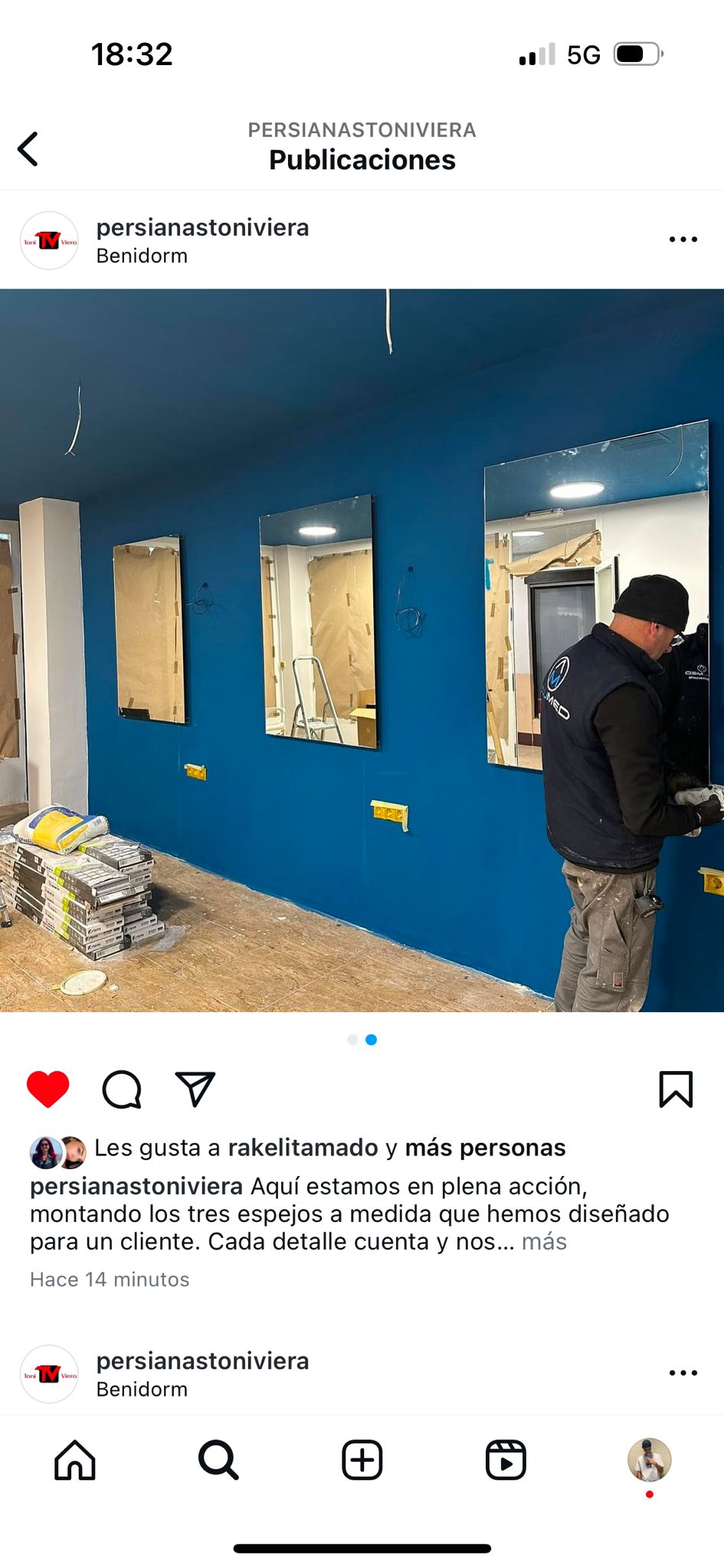 Made-to-measure mirror installation