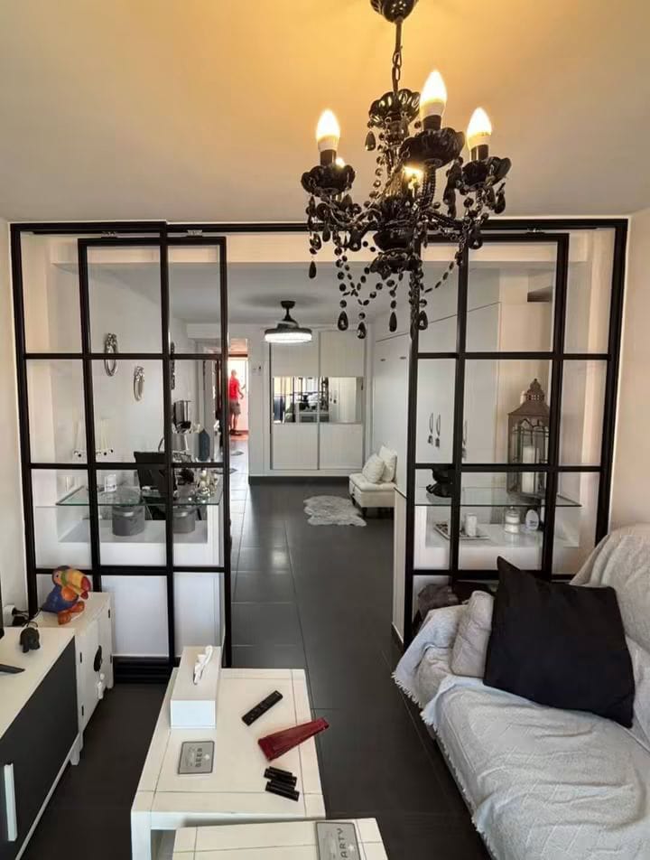 Black iron and glass interior doors